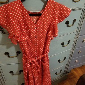 Retro Style Polka Dots Dress - Red/White ❤❤❤